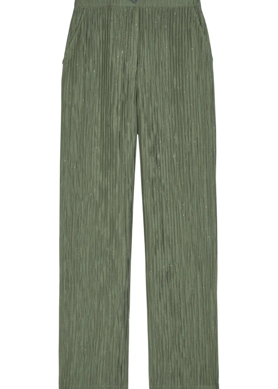 Crinkled straight-leg trousers