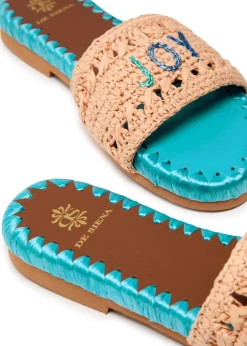 Crochet-design leather sliders