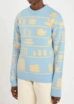 Crockery-intarsia wool jumper
