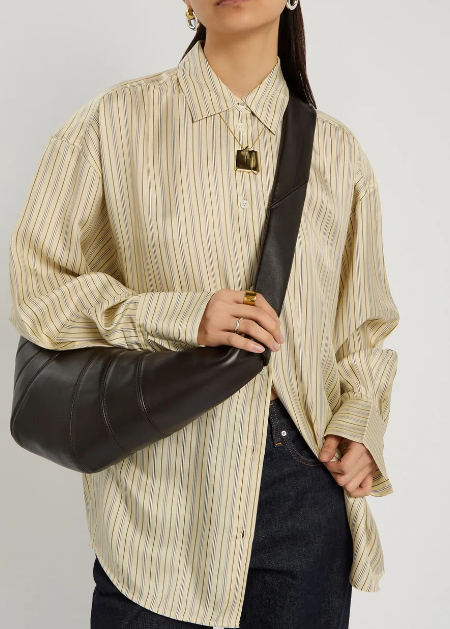 Croissant medium grained leather shoulder bag