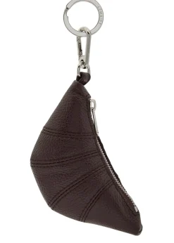 Croissant mini grained leather bag charm