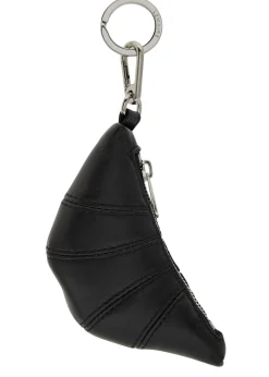 Croissant mini leather bag charm