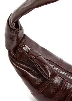 Croissant small glossed leather shoulder bag