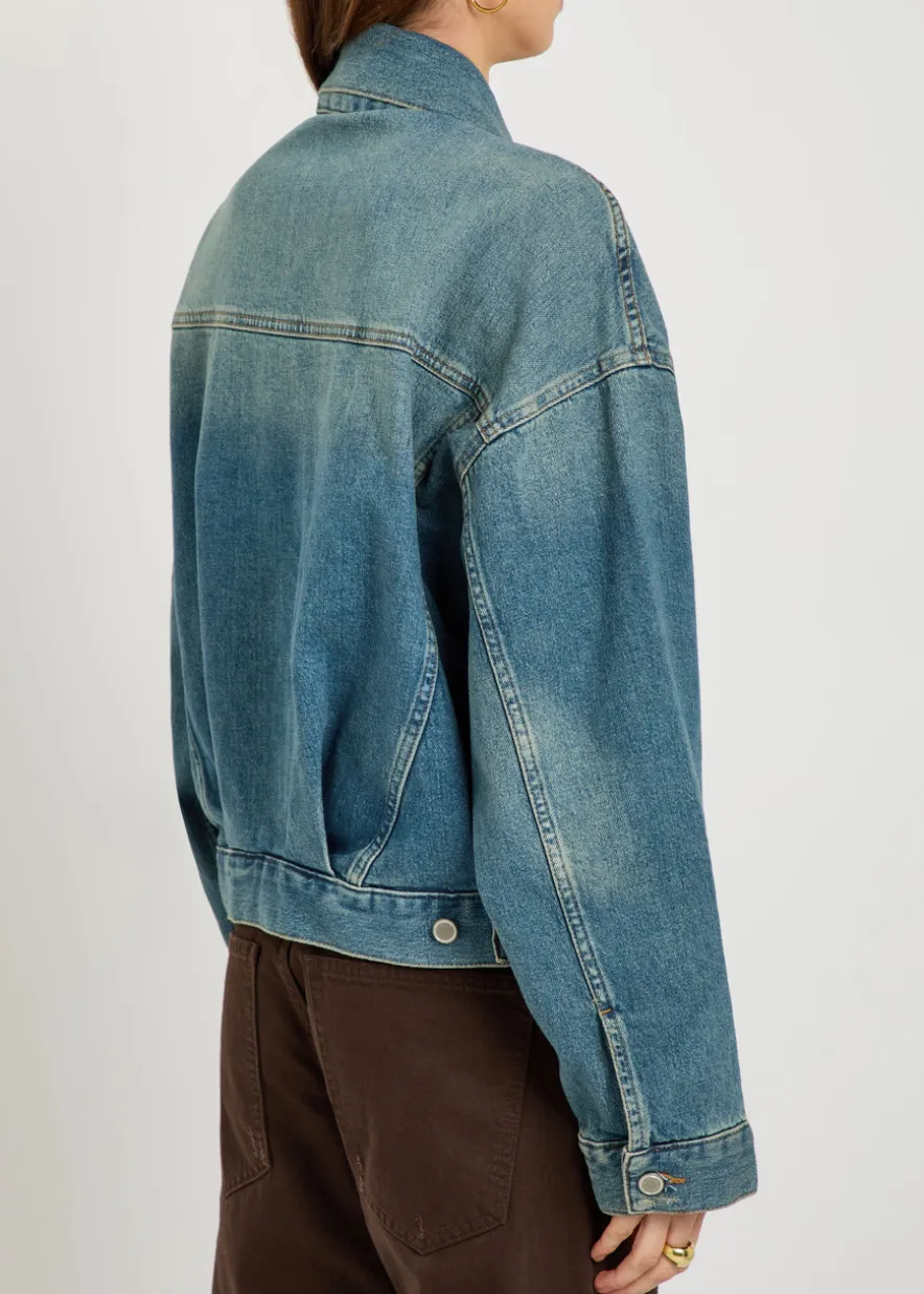 Cropped denim trucker jacket