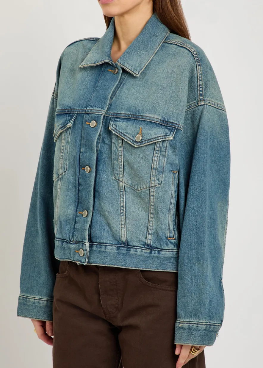 Cropped denim trucker jacket