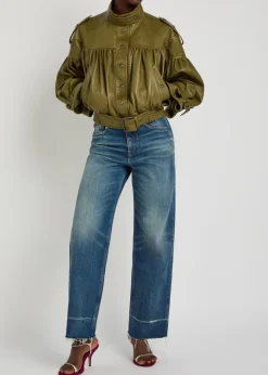 Cropped leather jacket