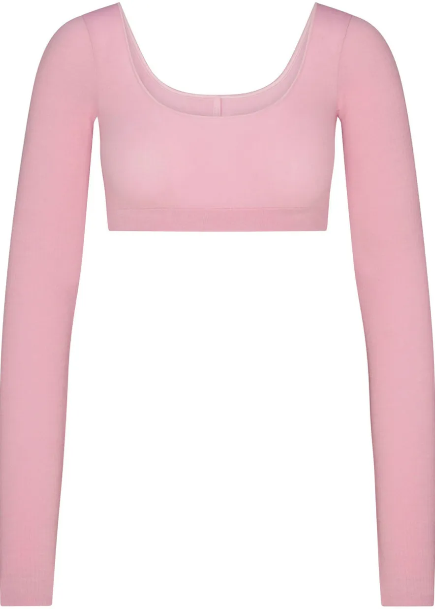 Cropped ribbed wool-blend top