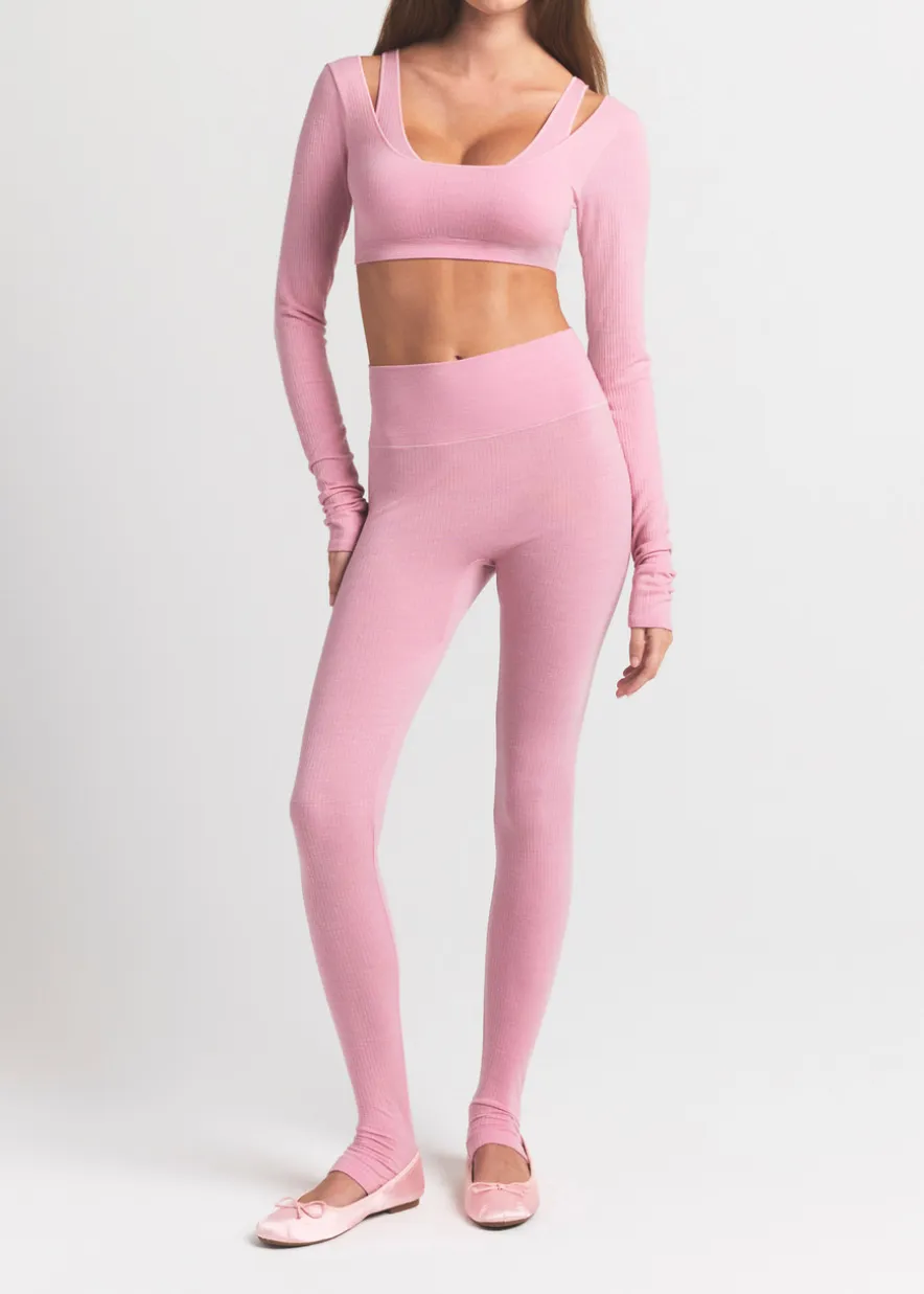 Cropped ribbed wool-blend top