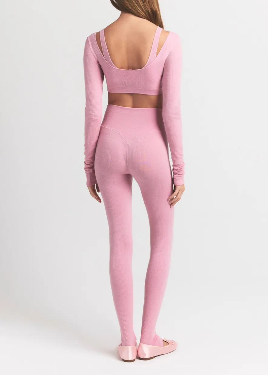 Cropped ribbed wool-blend top