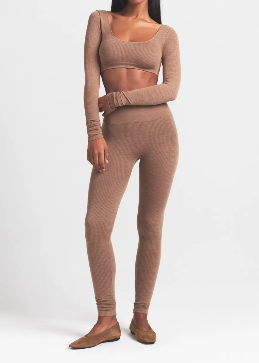 Cropped ribbed wool-blend top