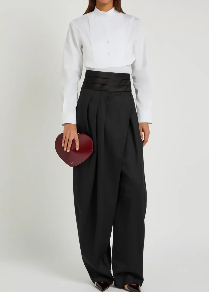 Cropped shirt cotton bodysuit