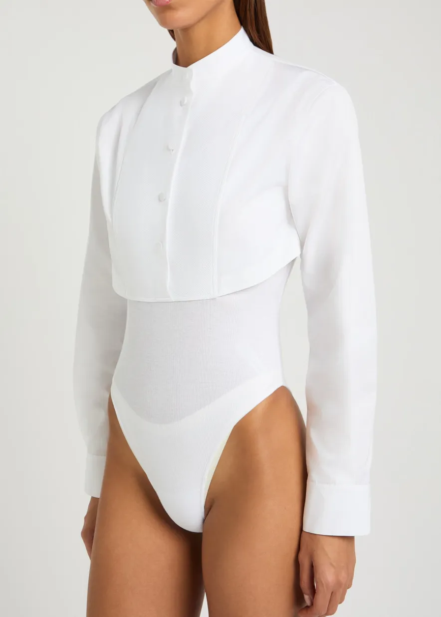 Cropped shirt cotton bodysuit
