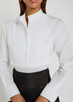 Cropped shirt cotton bodysuit