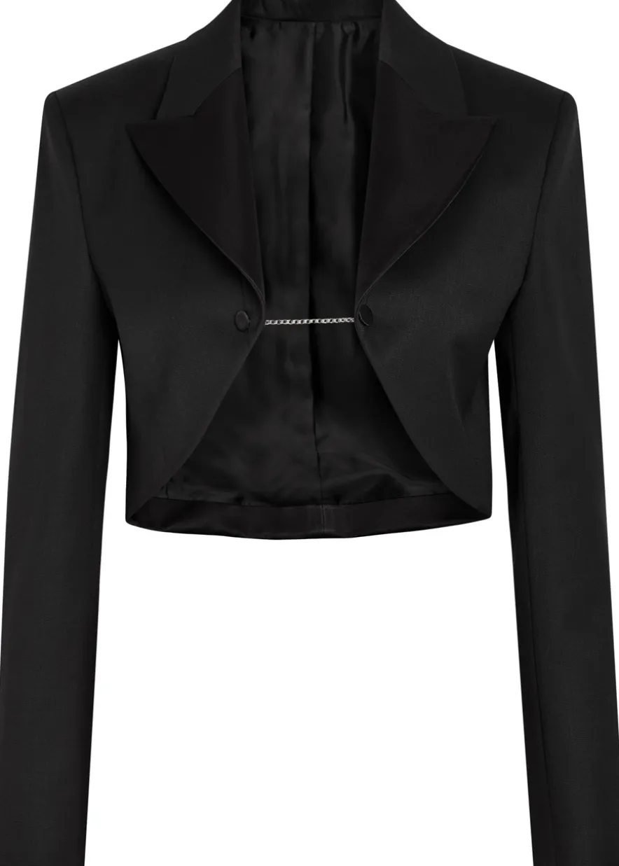 Cropped silk and stretch-wool jacket