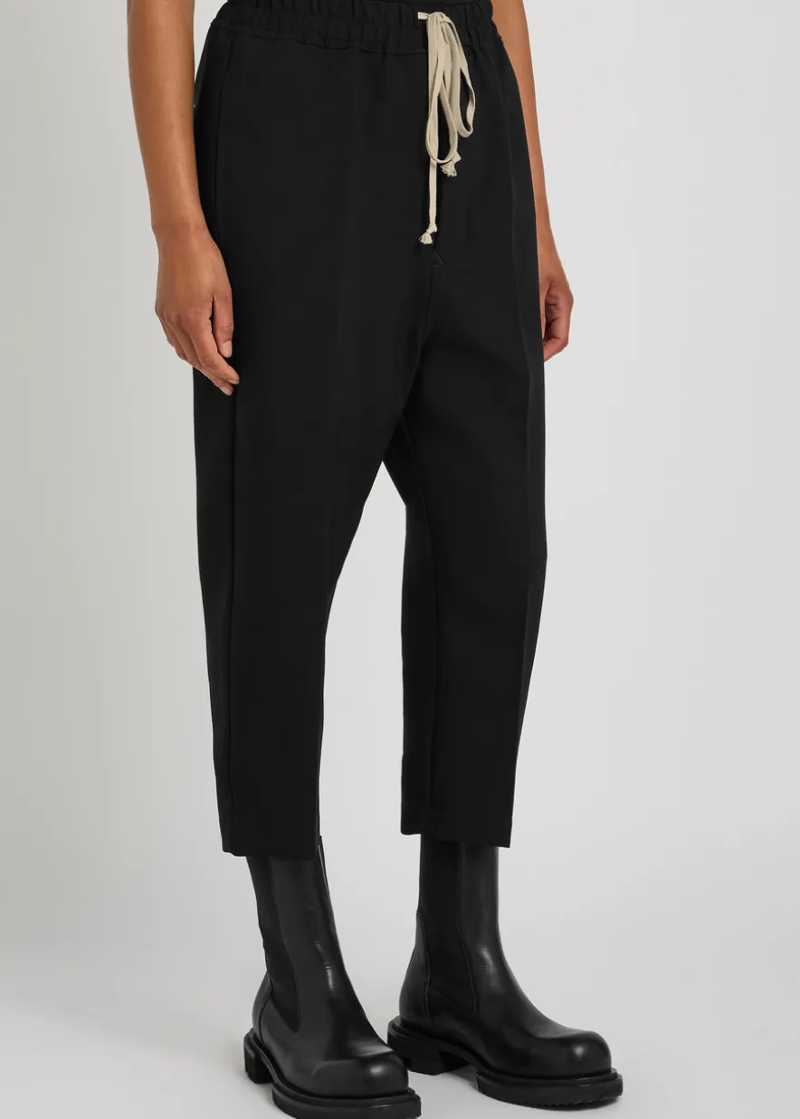 Cropped tapered-leg wool trousers