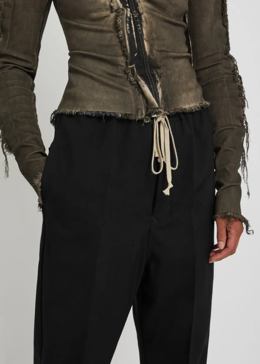Cropped tapered-leg wool trousers