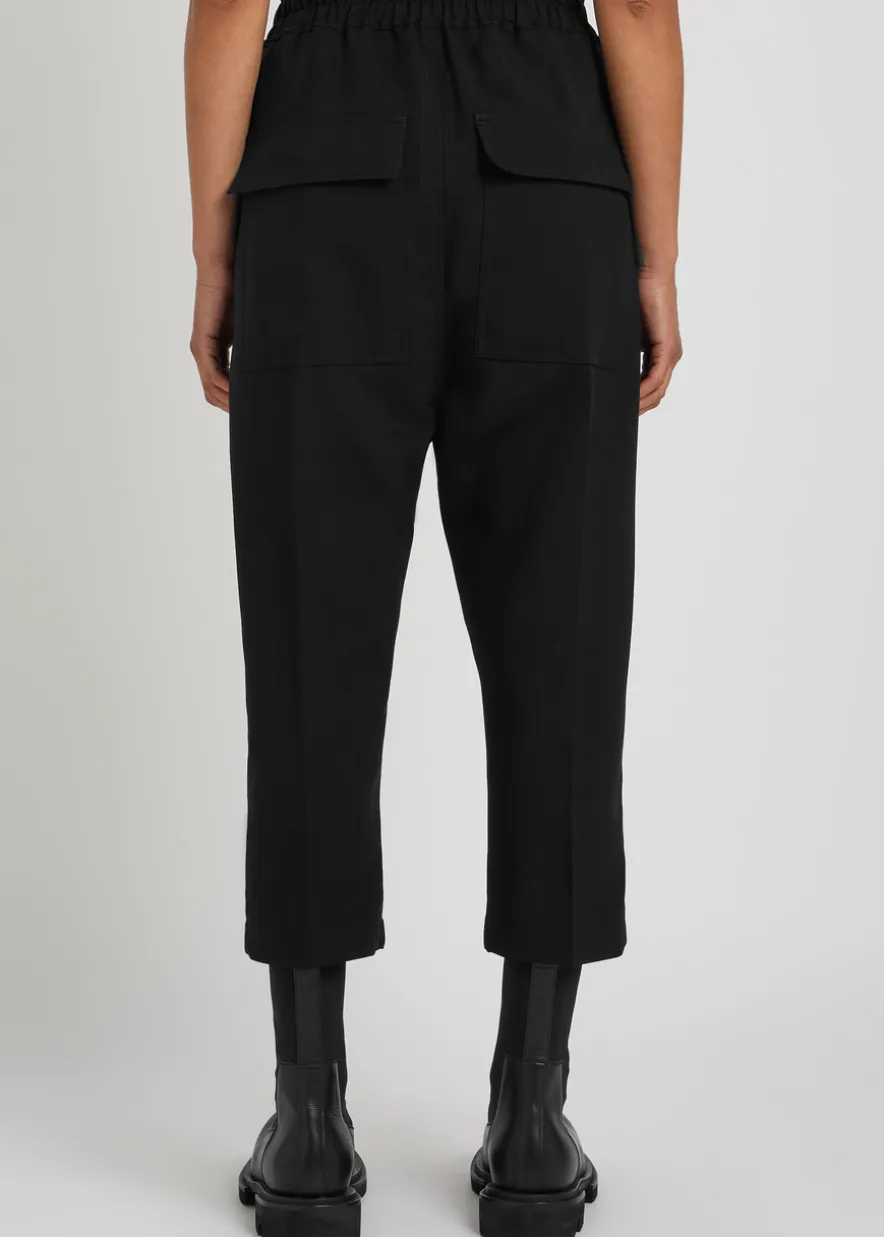 Cropped tapered-leg wool trousers