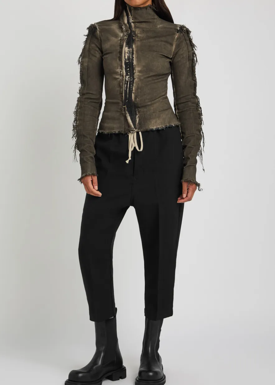 Cropped tapered-leg wool trousers