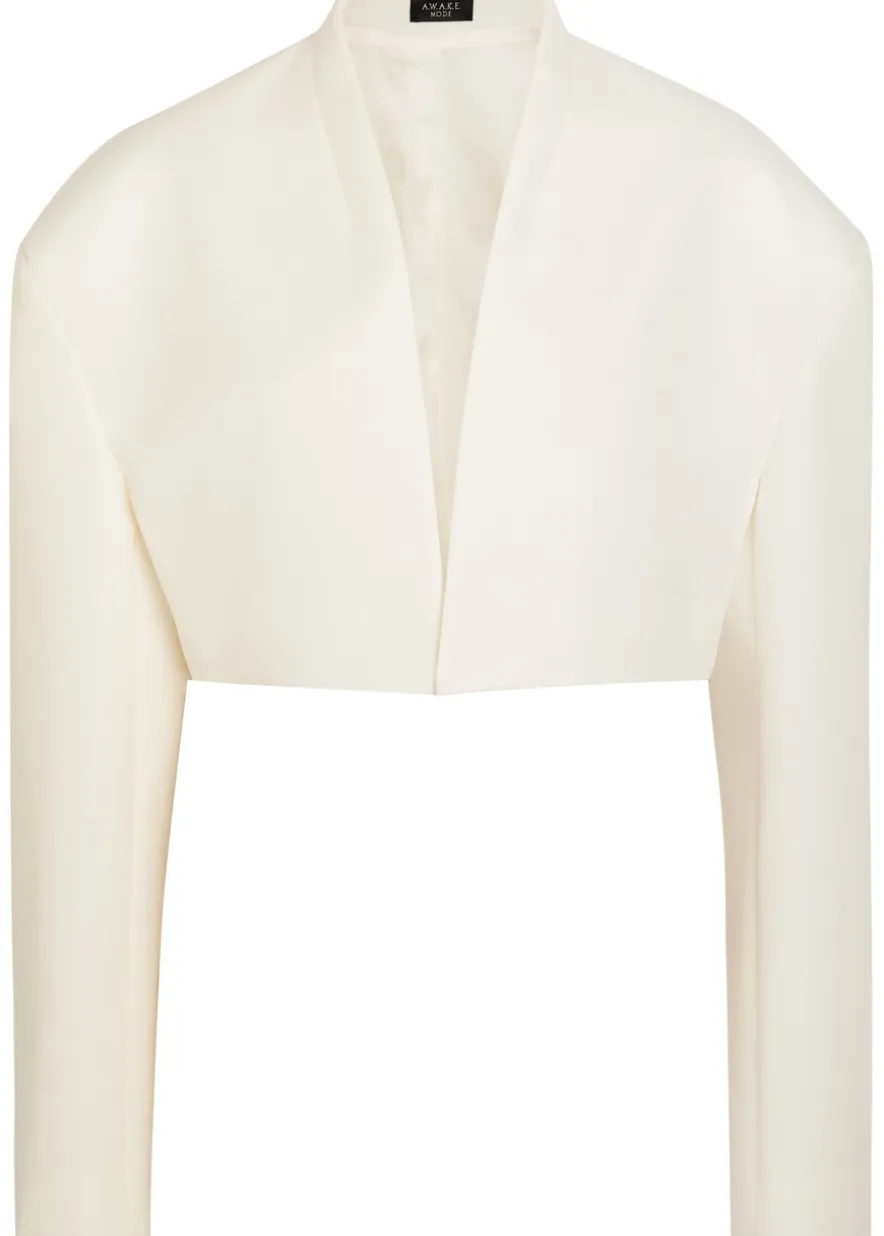 Cropped woven tuxedo jacket