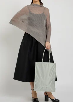 Crumplable logo-embroidered woven tote