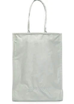 Crumplable logo-embroidered woven tote