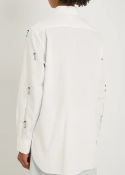 Crystal-embellished cotton-poplin shirt