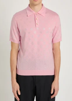 Crystal-embellished merino wool polo shirt