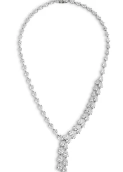 Crystal-embellished rhodium-plated necklace