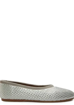 Crystal-embellished satin ballet flats