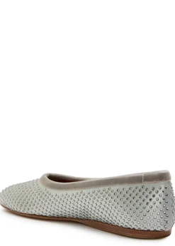 Crystal-embellished satin ballet flats