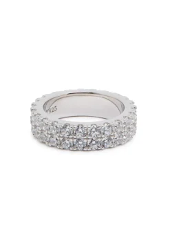 Crystal-embellished sterling silver ring