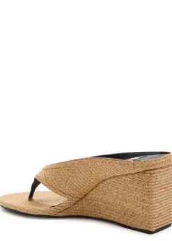 Cube 75 raffia thong wedge mules