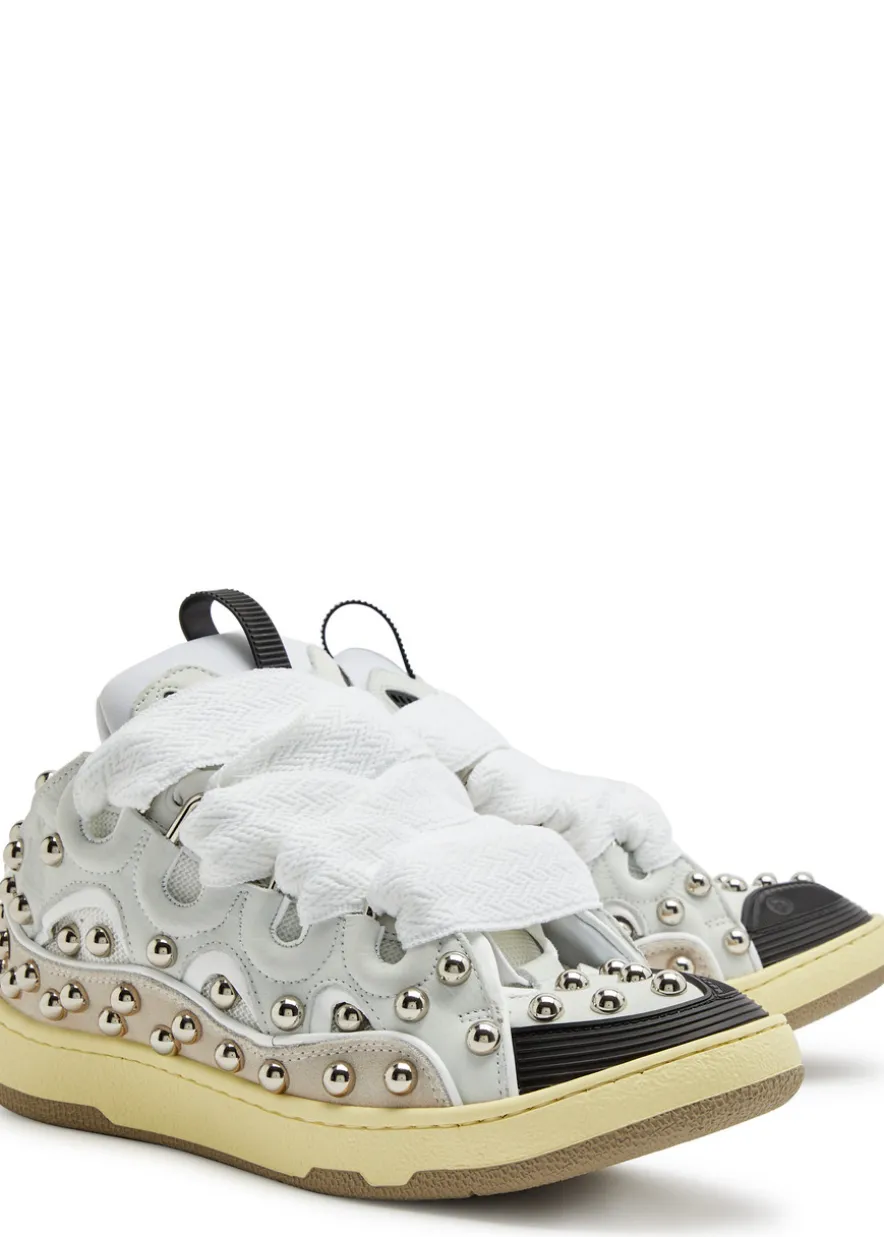 Curb panelled stud mesh sneakers