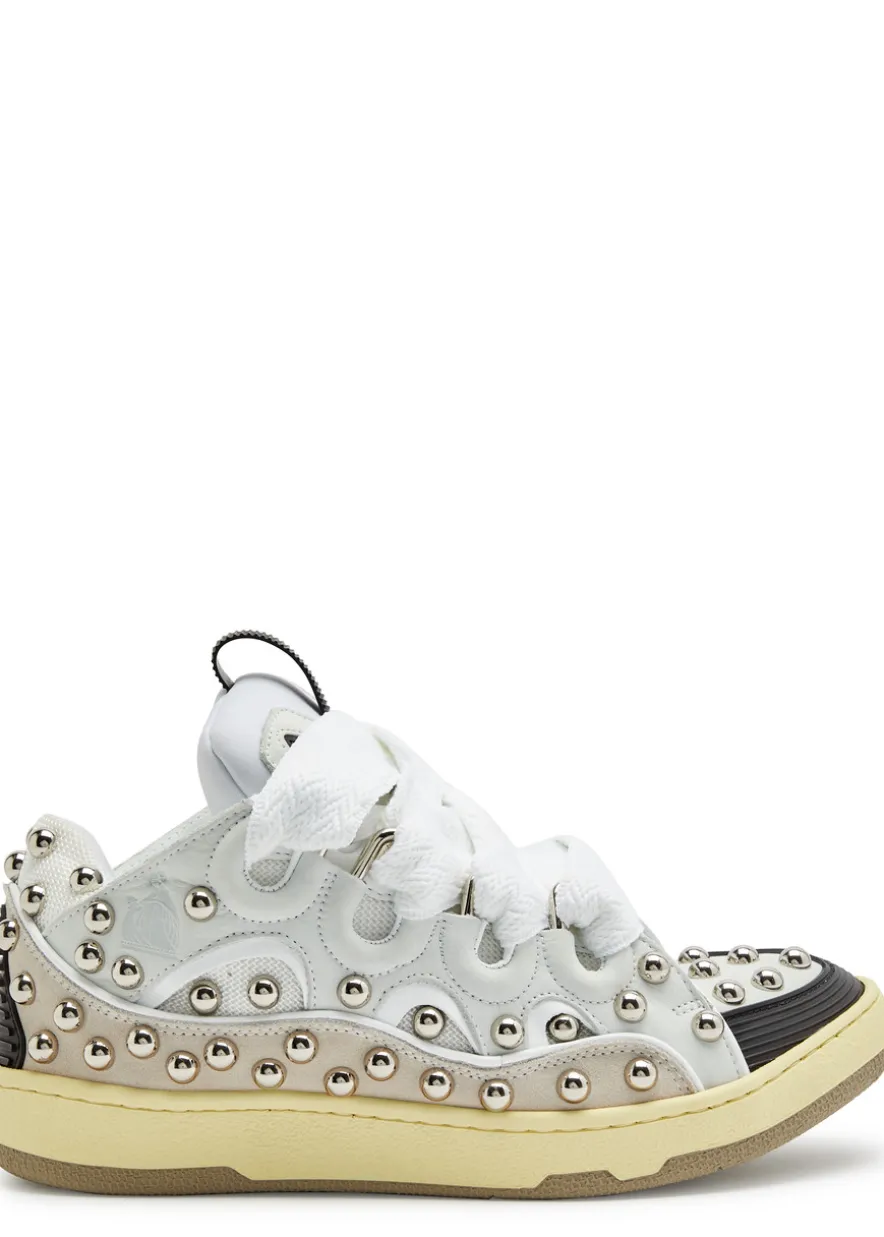 Curb panelled stud mesh sneakers