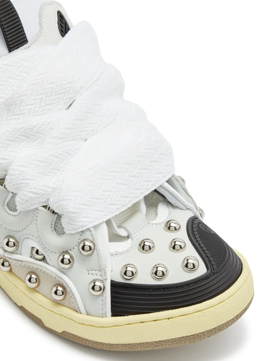Curb panelled stud mesh sneakers