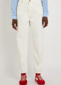 Curved tapered-leg jeans