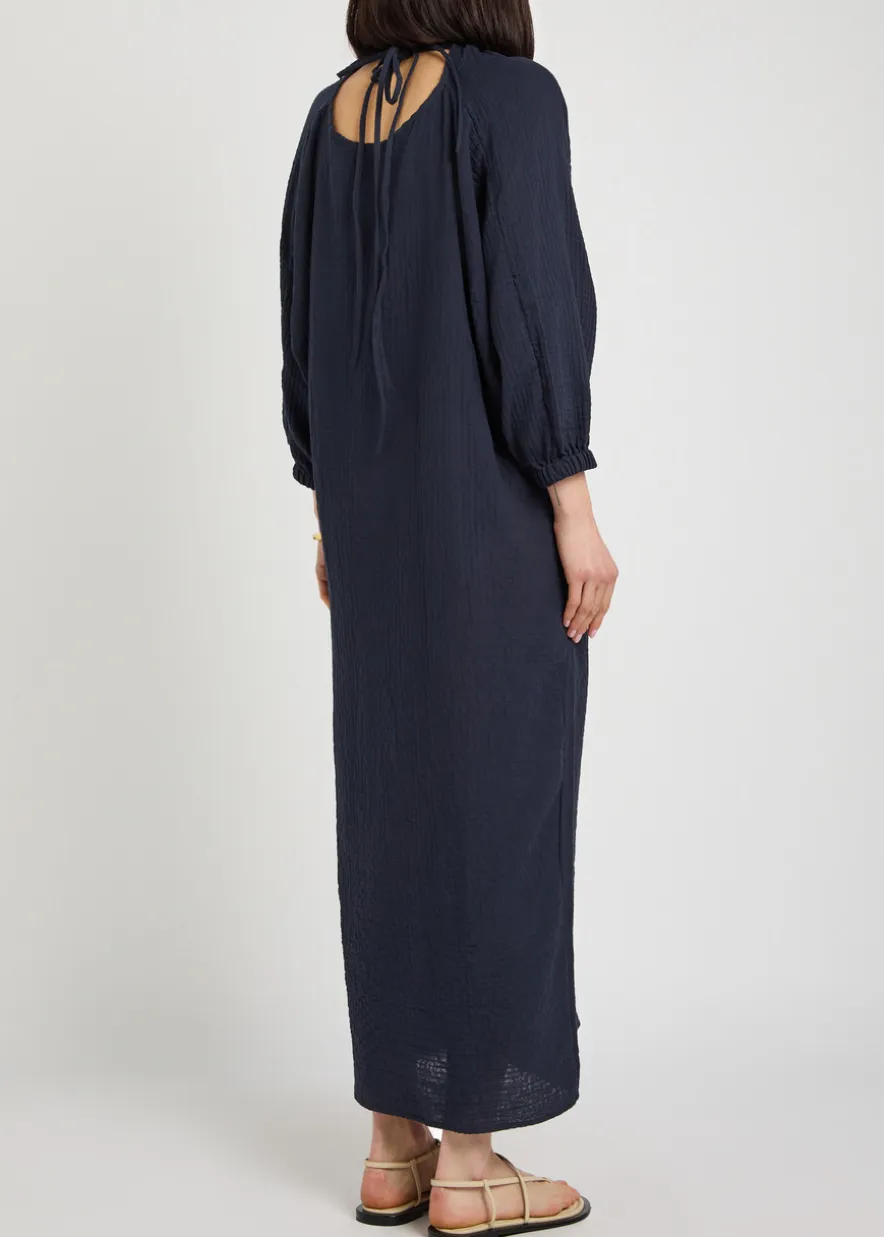Cut-out stretch-cotton gauze midi dress