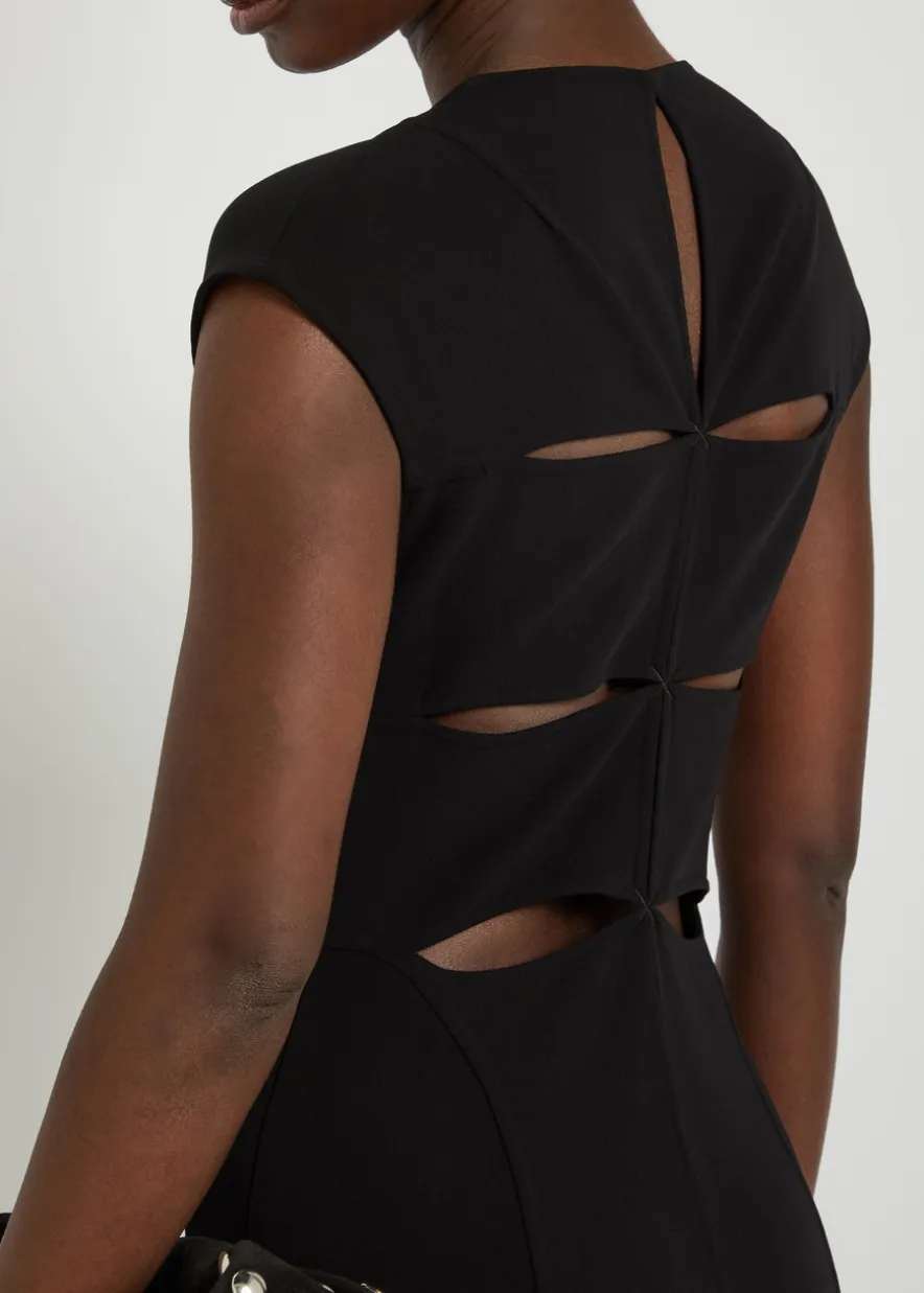 Cut-out stretch-wool midi dress
