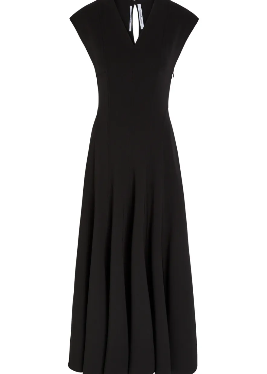 Cut-out stretch-wool midi dress