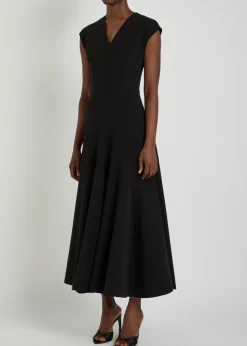 Cut-out stretch-wool midi dress