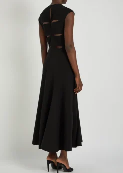 Cut-out stretch-wool midi dress