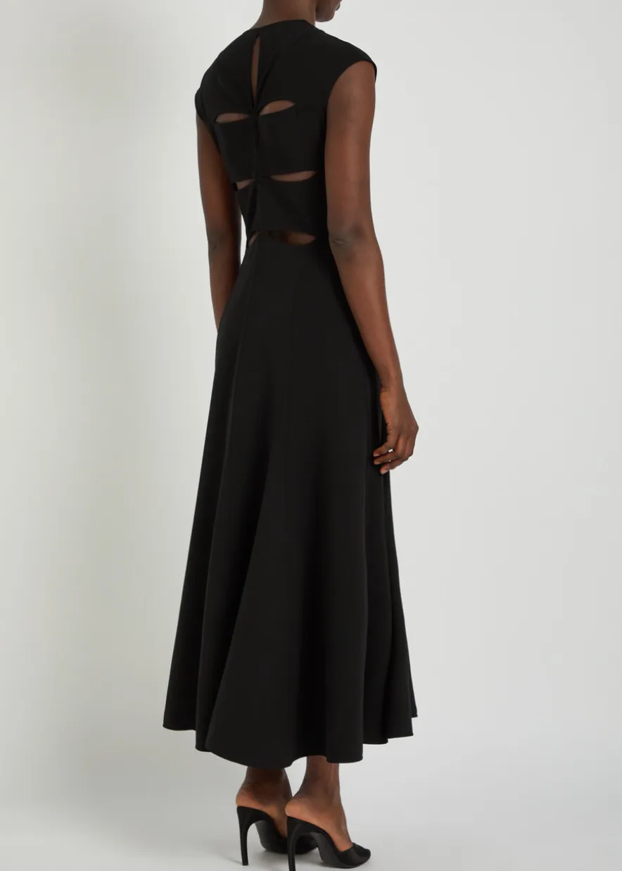 Cut-out stretch-wool midi dress