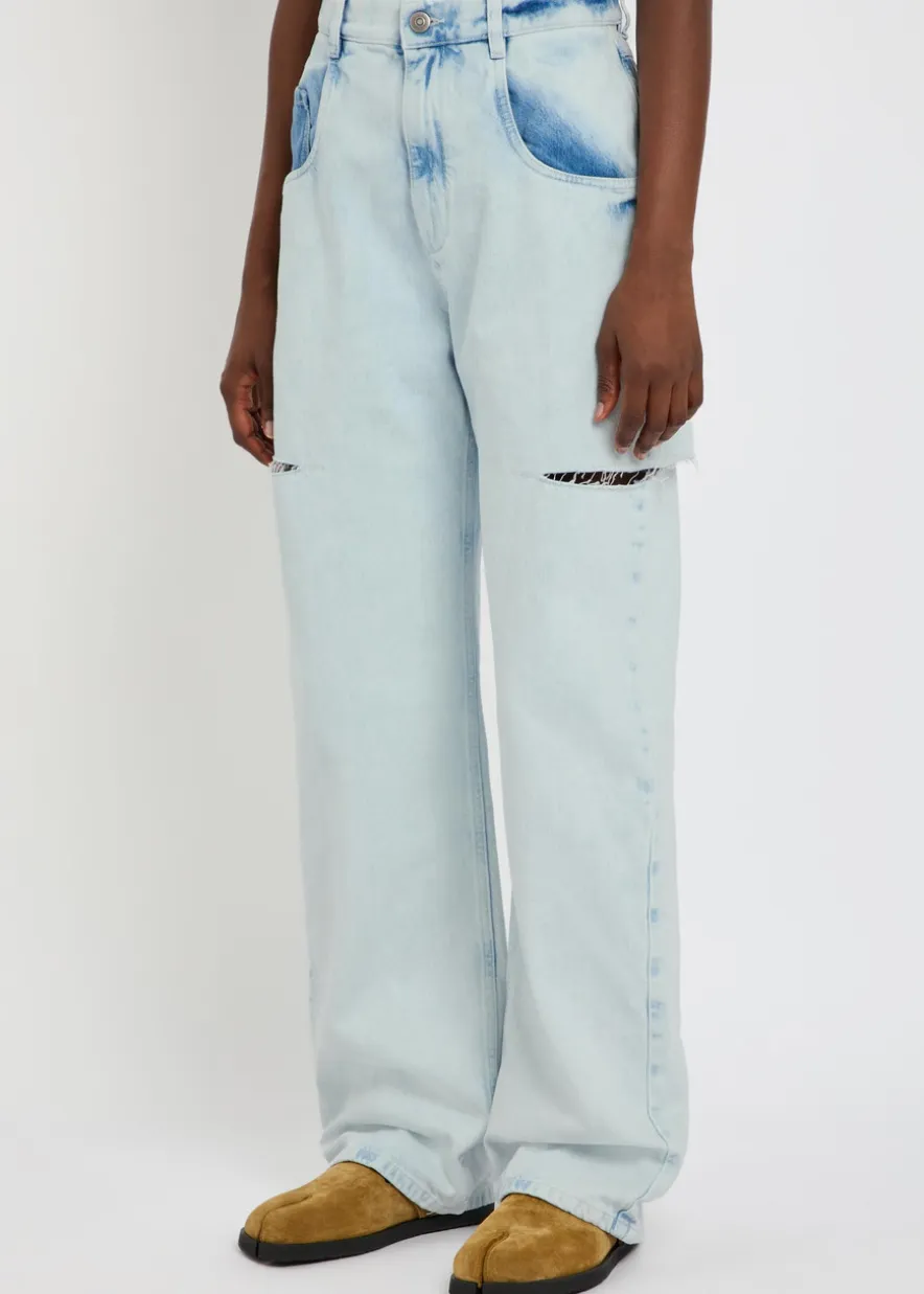 Cut-out wide-leg jeans