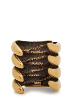 Cyclone antique sculpted 18kt gold-plated cuff