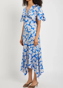 Daisy floral-print silk midi dress