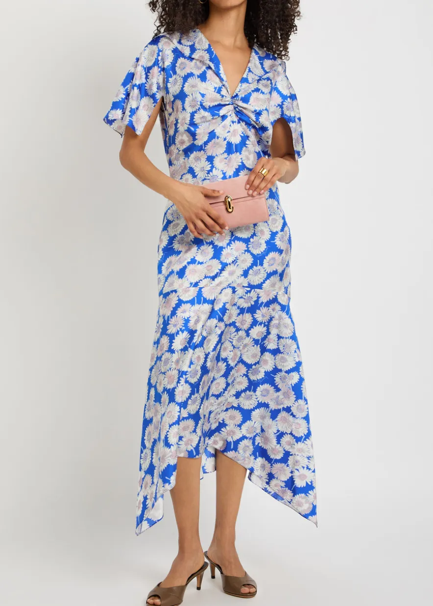 Daisy floral-print silk midi dress
