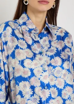 Daisy floral-print silk shirt