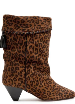 Dalby 55 leopard-print brushed suede mid-calf boots