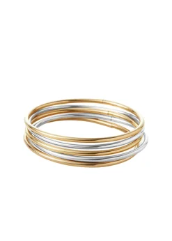 Dane 14k gold-plated steel bangle set