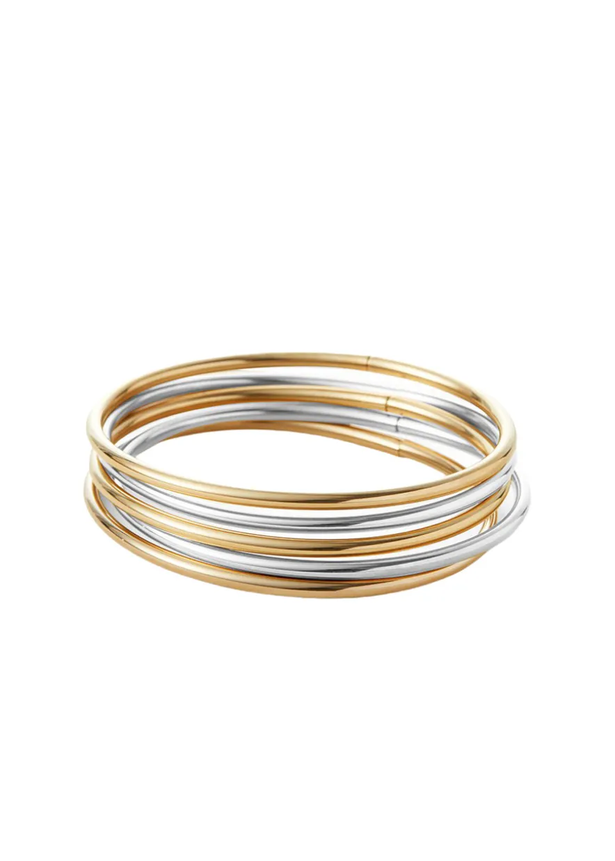 Dane 14k gold-plated steel bangle set